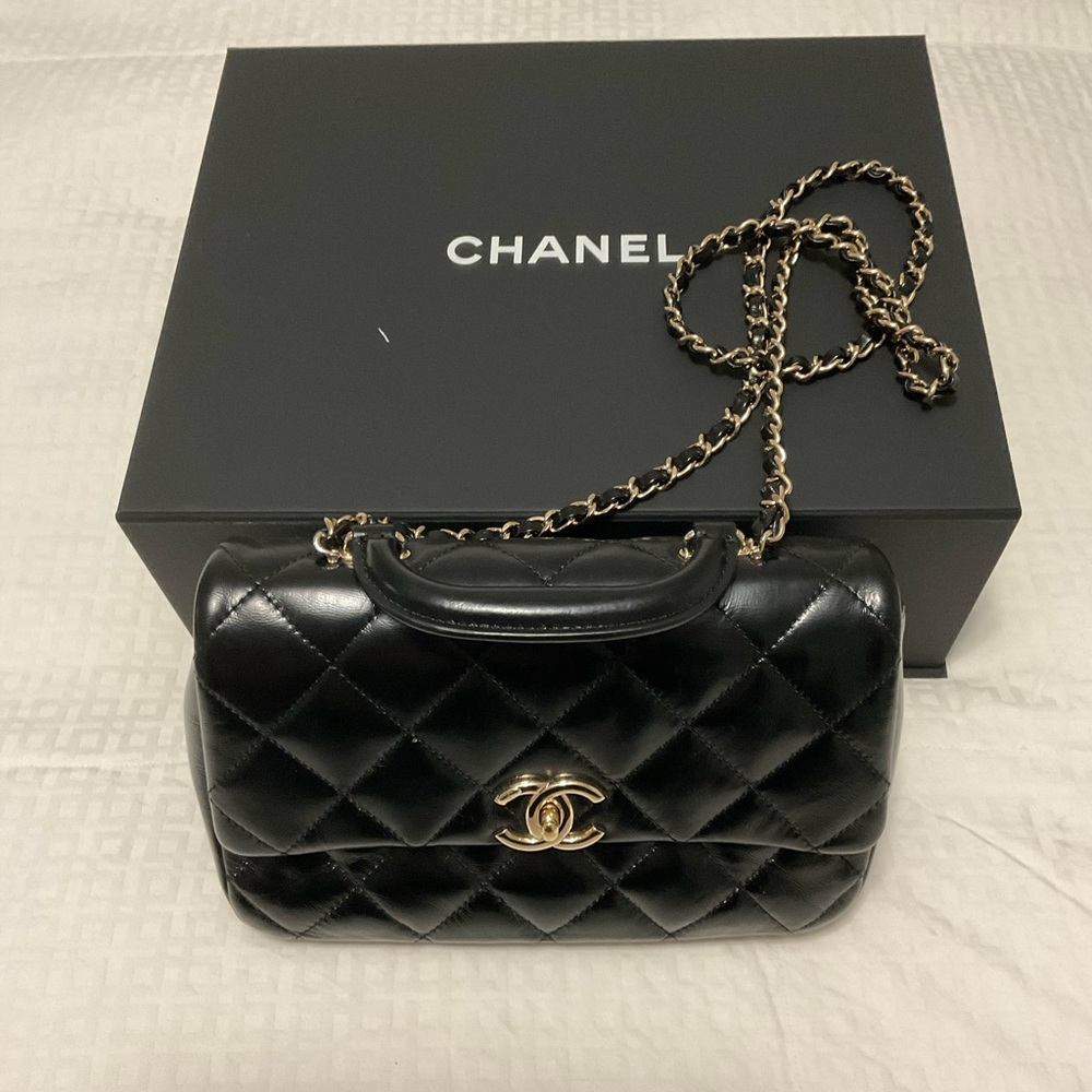 CHANEL Shiny Lambskin Quilted Coco
Trip Flap Bag Black Item #: 1807911 - Picture 2 of 13